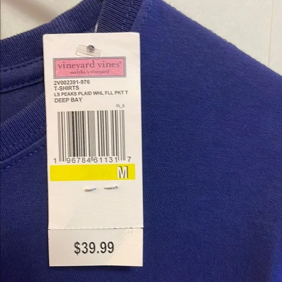 Vineyard Vines Blue Peaks Plaid Whale Long Sleeve Shirt - Picture 3 of 7